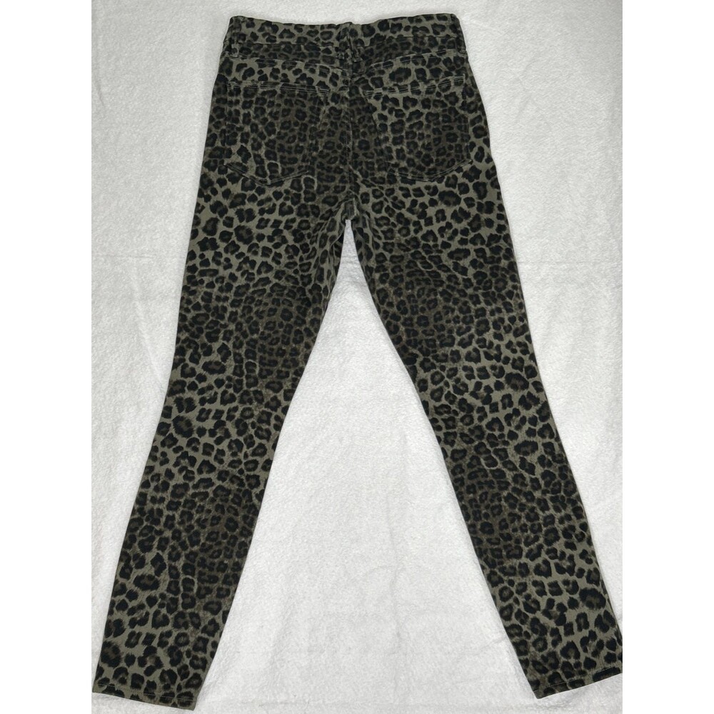 Good American Good Waist Crop Jeans 8/29 Olive Leopard Print Skinny High Rise - Picture 4 of 4